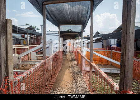 Beni, der Demokratischen Republik Kongo. 12 Juni, 2019. Die Isolation, wo vermutet und bestätigt Ebola Fälle sind gehalten, an den Ebola Behandlung Center in Beni, im Osten der Demokratischen Republik Kongo Die Demokratische Republik Kongo erlebt derzeit die zweite schlimmsten Ebola Ausbruch in der aufgezeichneten Geschichte. Mehr als 1.400 Menschen sind gestorben. Credit: Sally Hayden/SOPA Images/ZUMA Draht/Alamy leben Nachrichten Stockfoto