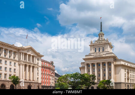 Monumentale architektonische Erbe der kommunistischen Ära im Zentrum von Sofia, Bulgarien. Stockfoto