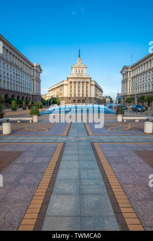 Monumentale architektonische Erbe der kommunistischen Ära im Zentrum von Sofia, Bulgarien. Stockfoto