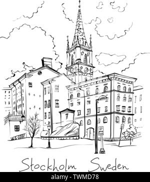 Riddarholmen in Stockholm, Schweden Stock Vektor