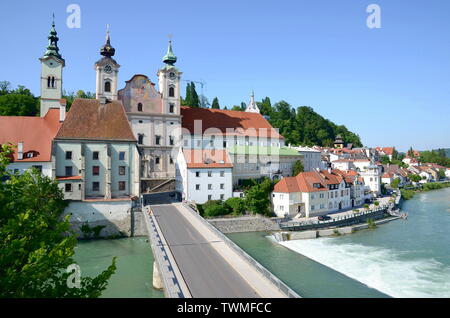 Steyrdorf in der historischen Altstadt von Steyr, Oberösterreich Stockfoto