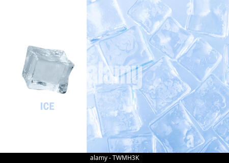 Kreative Gestaltung von Ice Cube mit weißem Hintergrund Stockfoto