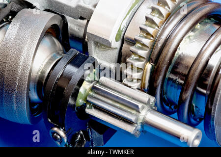 Full Frame industriellen Hintergrund-gang Metall Räder in Nahaufnahme Stockfoto