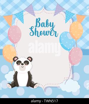 Karte von süßen panda Tier mit Ballons zu baby dusche Vector Illustration Stock Vektor