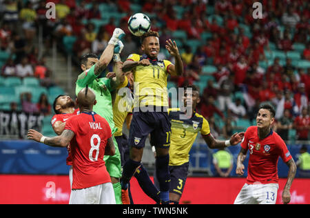 Salvador, Brasilien. Juni, 2019 21. Ecuador v Chile, gültig für das Jahr 2019 Copa America Gruppe Phase statt Freitag (21) An der Fonte Nova Arena in Salvador, Bahia, Brasilien. Credit: Tiago Caldas/FotoArena/Alamy leben Nachrichten Stockfoto