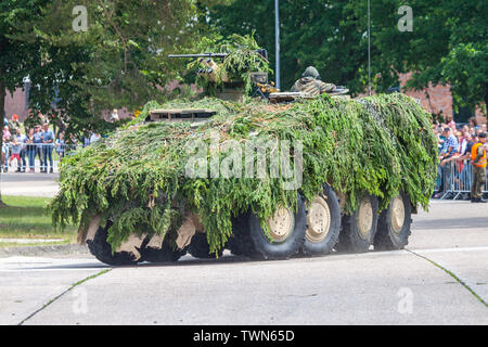 AUGUSTDORF/Deutschland - Juni 15, 2019: Deutsche gepanzerte Fahrzeug GTK Boxer Laufwerke auf eine Taktik, die Demonstration an öffentliche Veranstaltung Tag der Bundesweh Stockfoto