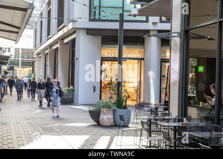 David Jones Kaufhaus und angrenzenden Cafe in Barangaroo Bereich der Innenstadt von Sydney, Australien Stockfoto