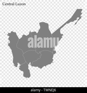 Hohe Qualität Karte von Central Luzon ist eine Region der Philippinen, mit den Grenzen der Provinzen Stock Vektor