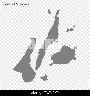 Hohe Qualität Karte von Central Visayas ist eine Region der Philippinen, mit den Grenzen der Provinzen Stock Vektor