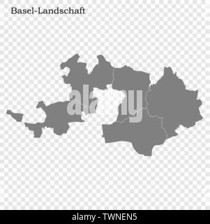 Hohe Qualität Karte von Basel-Landschaft ist ein Kanton der Schweiz, mit den Grenzen der Kreise Stock Vektor