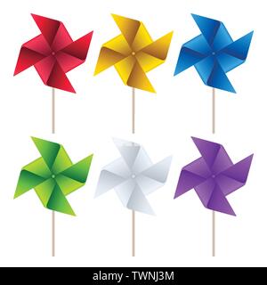 Pinwheels auf weißem Hintergrund. Pinwheel Icon Set. Stock Vektor