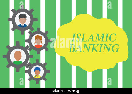 Handschrift text Islamic Banking. Konzeptionelle foto Banking System, das auf den Grundsätzen des islamischen Rechts Gearshaped Bilderrahmen Familie ornament Motten basiert Stockfoto