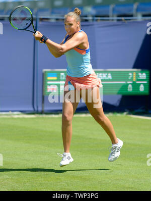 Freya Christie (GBR) spielen in der ersten Qualifikationsrunde des Natur Tal International, Devonshire Park, Eastbourne, Großbritannien. Am 22. Juni 2019 Stockfoto