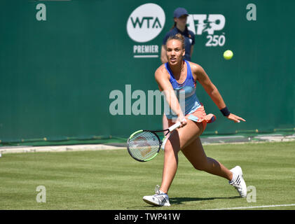 Freya Christie (GBR) spielen in der ersten Qualifikationsrunde des Natur Tal International, Devonshire Park, Eastbourne, Großbritannien. Am 22. Juni 2019 Stockfoto