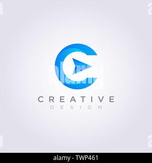 Buchstabe C Pfeil Kompass Vector Illustration Design Clipart Symbol Logo Vorlage. Stock Vektor