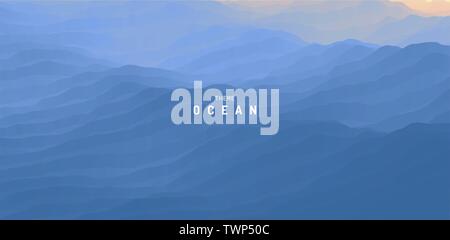 Blau abstrakte Ocean Marine. Meer Oberfläche. Wasser Wellen. Natur Hintergrund. Vector Illustration für Design. Stock Vektor