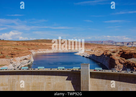 Morgen sonnige Aussicht auf die berühmten Hoover Dam in Boulder City, Nevada Stockfoto