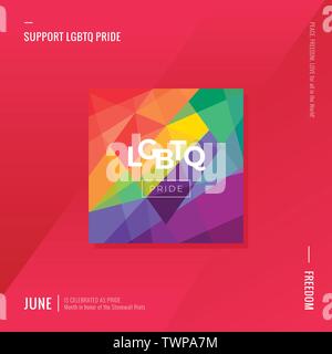 Unterstützung LGBT Pride. Rainbow abstrakt. Herz. Liebe. Vektor. Vorlage für Poster, Banner, Karte. Stock Vektor