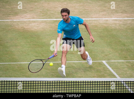 Die Queens Club, London, Großbritannien. Am 22. Juni 2019. 6. Tag des Fieber Baum Meisterschaften. Daniil Medwedew (RUS) vs Gilles Simon (FRA). Credit: Malcolm Park/Alamy Leben Nachrichten. Stockfoto