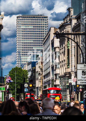 Die Oxford Street London und Mittelpunkt, ein 33-stöckiges Hochhaus abgeschlossen Architekt 1966 George Marsh von R.Seifert und Partner Stockfoto