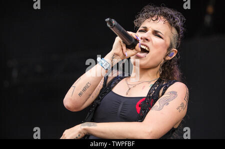 Neuhausen ob Eck, Deutschland. Juni, 2019 21. Artist Sookee gibt ein Konzert auf dem Southside Festival. Die Musik Festival ist eines der größten Open-Air-Festivals in Deutschland. Credit: Christoph Schmidt/dpa/Alamy leben Nachrichten Stockfoto