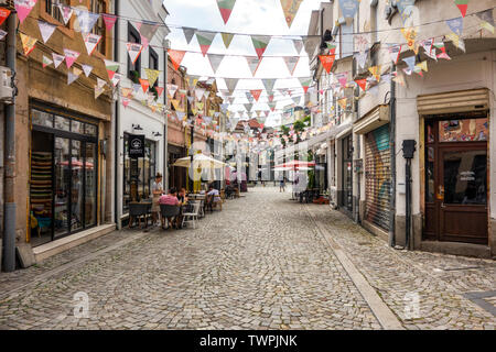 Stadt Plovdiv, Bulgarien - 22. Juni 2019: Gebäude in Kapana Bezirk, Plovdiv, Stadt, der europäischen Kulturhauptstadt 2019 Stockfoto