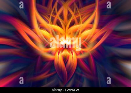 Surreale Energie aus Linien und abstrakte farbenfrohe Formen. Bunt leuchtende Formen der Linien. Stockfoto