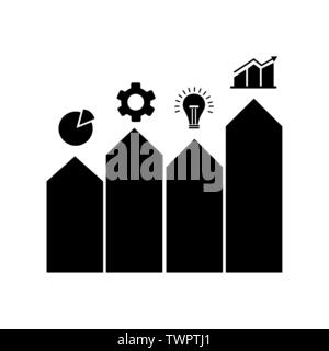 Pfeile mit Bars Infografiken Symbole Vector Illustration Design Stock Vektor