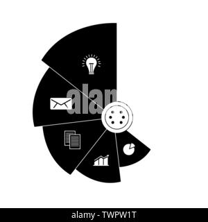 Runde Etiketten business Infografiken Symbole Vector Illustration Design Stock Vektor