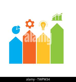 Pfeile mit Bars Infografiken Symbole Vector Illustration Design Stock Vektor