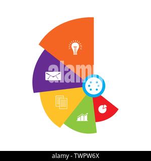 Runde Etiketten business Infografiken Symbole Vector Illustration Design Stock Vektor