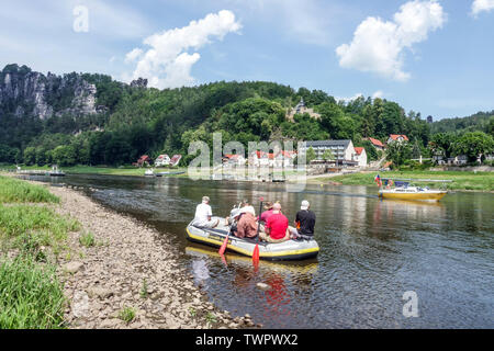 Elbtal Landschaft, Kurort Rathen, Sächsische Schweiz, Sachsen, Deutschland Stockfoto