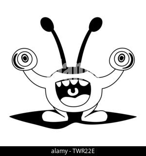 Lustige Monster mit Ausbauchende Augen Comic-figur Vector Illustration Design Stock Vektor