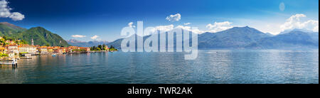 Menaggio Altstadt am Comer See mit den Bergen im Hintergrund, Lombardei, Italien, Europa. Stockfoto