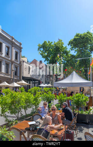 Cafe und Markt auf Argyle Street im Stadtteil The Rocks, Sydney, New South Wales, Australien Stockfoto