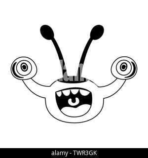 Lustige Monster mit Ausbauchende Augen Comic-figur Vector Illustration Design Stock Vektor