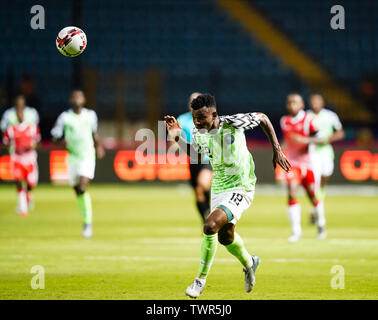 Alexandria, Ägypten. Alexandia, Ägypten. 22. Juni, 2019. Abdullahi Shehu von Nigeria bei der Afrikameisterschaft Übereinstimmung zwischen Nigeria und Burundi am Stadion in Alexandia Alexandria, Ägypten. Ulrik Pedersen/CSM/Alamy leben Nachrichten Stockfoto