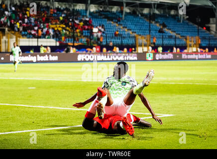 Alexandria, Ägypten. Juni 22, 2019: Ahmed Musa von Nigeria bei der Afrikameisterschaft Übereinstimmung zwischen Nigeria und Burundi am Stadion in Alexandia Alexandria, Ägypten. Ulrik Pedersen/CSM. Stockfoto