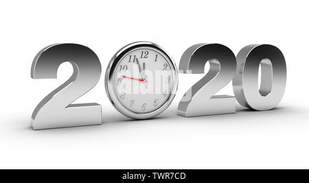 Neues Jahr 2020 (auf weißem Hintergrund) Stockfoto