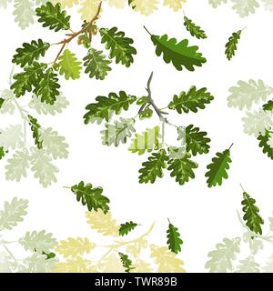 Eiche Ast mit Blätter und Eicheln nahtlose Muster Hintergrundbild Stock Vektor