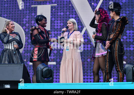 Sechs führt bei West End Live 2019 in Trafalgar Square, am 22. Juni 2019, London, UK. Stockfoto