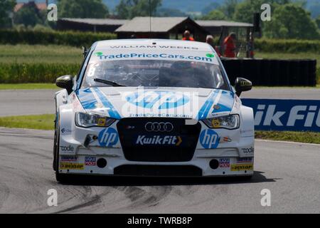 Dalton auf T-Stücke, England, 16. Juni 2019. Mark Blundell im Audi S3 Limousine für TradePriceCars.com im Kwik Fit British Touring Car Championship im Croft Rennstrecke. Stockfoto