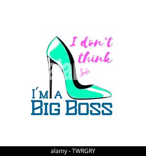 Frau Herrschaft mit Schuhe und Mann-Konzept der unter dem Pantoffel. Hand gezeichnet von Schuh in Farbe, auf weißem Hintergrund. Zeichnung für Poster, Dekoration Stock Vektor