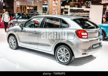 Paris, Frankreich, 02.Oktober 2018 silber metallic Suzuki Baleno, Mondial Paris Motor Show, Kleinwagen B-Segment durch japanische Hersteller produziert Suzuki Stockfoto