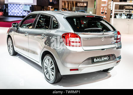 Paris, Frankreich, 02.Oktober 2018 silber metallic Suzuki Baleno, Mondial Paris Motor Show, Kleinwagen B-Segment durch japanische Hersteller produziert Suzuki Stockfoto