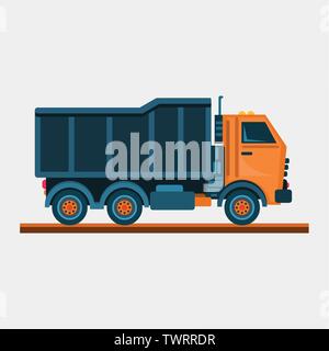 Orange Lkw Fahrzeug Seitenansicht Vector Illustration Stock Vektor