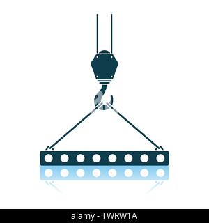 Symbol der Platte hing am Kran mit einem Seil Seile. Schatten Reflexion Design. Vector Illustration. Stock Vektor