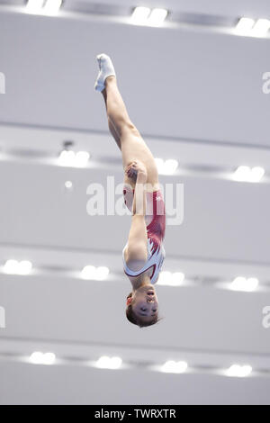 Takasaki Arena, Gunma, Japan. 22. Juni, 2019. Hikaru Mori, Juni 22, 2019 - Trampolin: der Japanischen Welt Trampolin Meisterschaft Studien Frauen Finale in Takasaki Arena, Gunma, Japan. Credit: Naoki Morita/LBA SPORT/Alamy leben Nachrichten Stockfoto