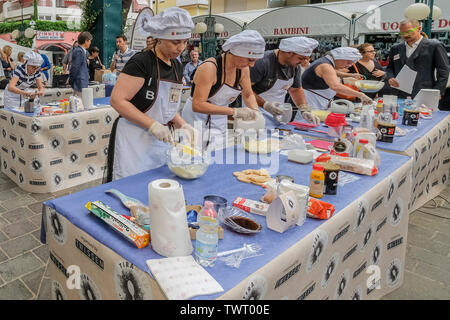 Bibione, Italien - 23. Juni: eine Bühne der Tiramisu Wm fand in Bibione, die Endrunde findet in Treviso. Stockfoto