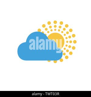 Die Sonne und Cloud Sommer Symbol Kreis strahlen. Vector Illustration auf weißem Hintergrund Stock Vektor